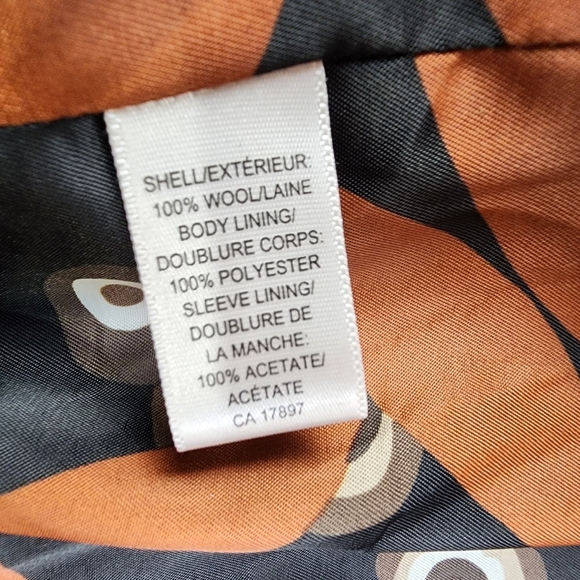 Banana Republic Wool Pea Coat High Collar Floral Lining Rust Size XS - Picture 13 of 16